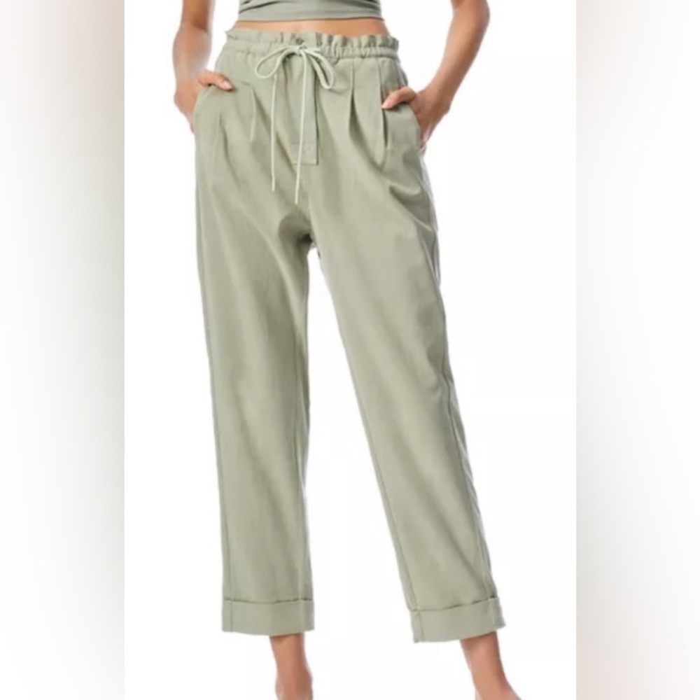 Alice + Olivia Sage Green Straight Leg Drawstring Pants